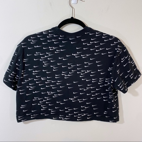 Nike Allover Swoosh Crop Top Tee T-Shirt Essential Short Sleeve Logo Print Med - Picture 7 of 7